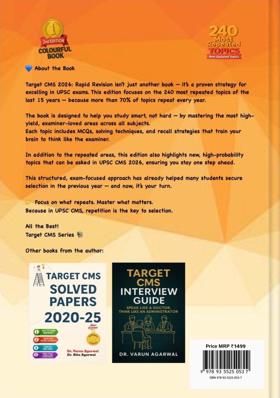 Target CMS 2026 Rapid Revision for UPSC CMS Preparation, 240 Most Repeated Topics, by Dr. Varun Agarwal and Dr. Ritu Agarwal - Image 2
