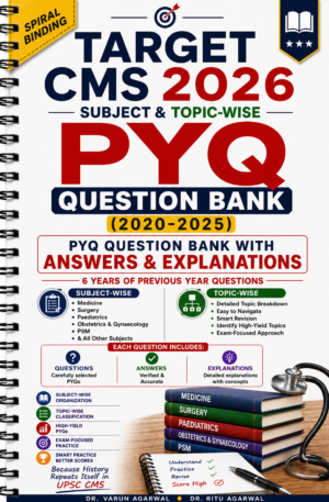 Target CMS 2026 Subject & Topic-Wise PYQ Question Bank (2020-2025), 6 Years of Previous Year Questions with Explanations, Spiral Binding