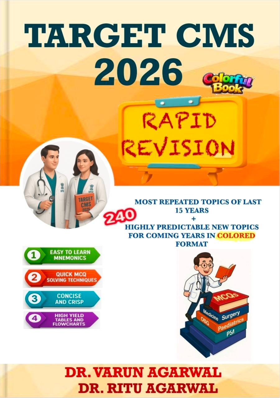 Target CMS 2026 Rapid Revision for UPSC CMS โ 240 Most Repeated Topics (Dr. Varun Agarwal & Dr. Ritu Agarwal)